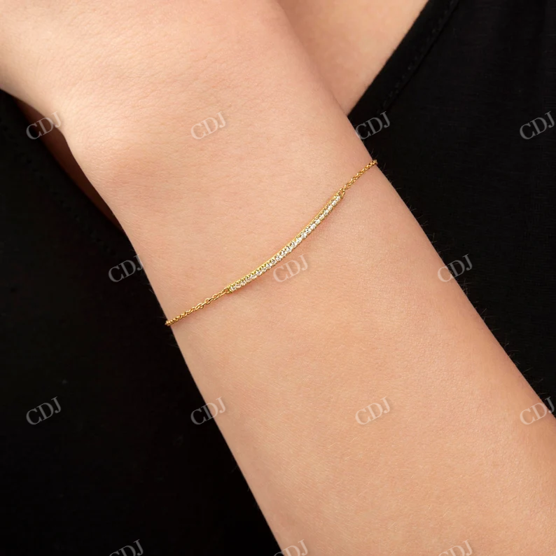 0.11CT Natural Diamond Minimalist Bar Set Bracelet customdiamjewel