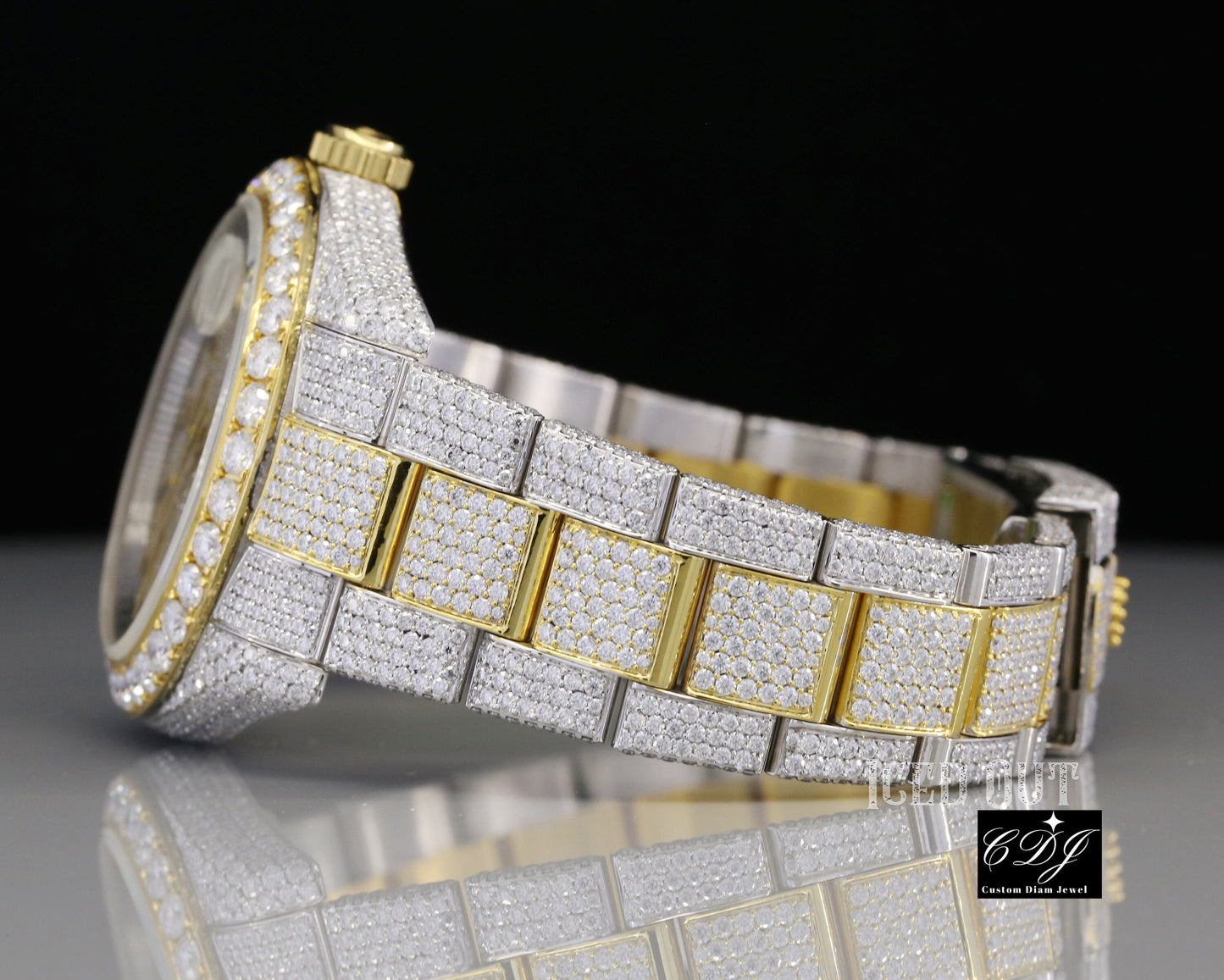 Classic Rolex Two Tone Moissanite Diamond Iced Out Watch customdiamjewel