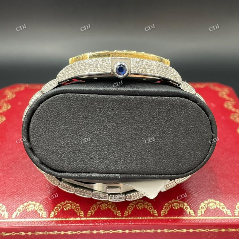 Fully Iced Out Moissanite Cartier Santos Watch For Men customdiamjewel