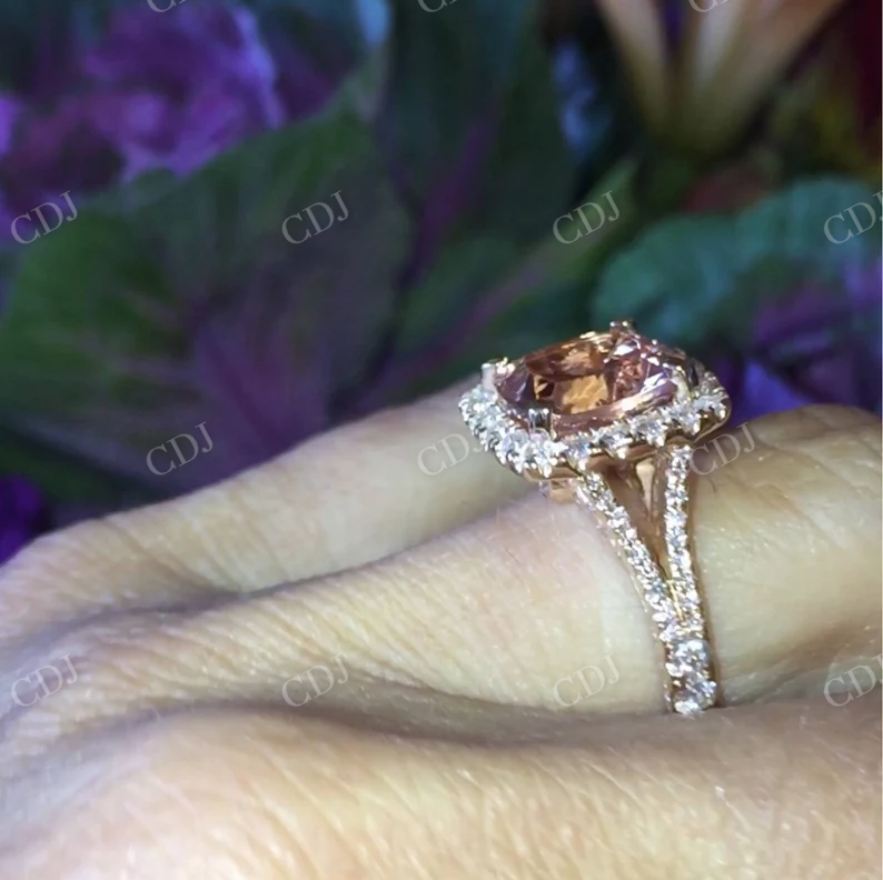 Cushion Cut Morganite Eternity Engagement Ring customdiamjewel