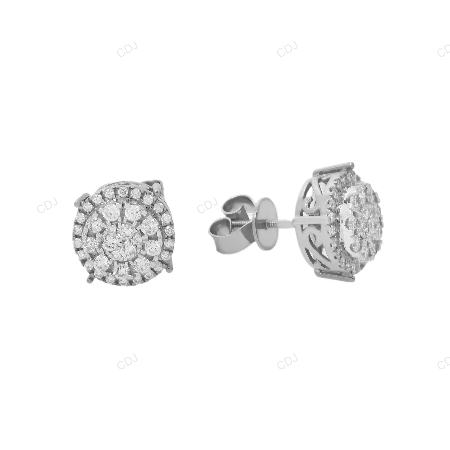 Gold Lab Grown Diamond Cluster Stud Earrings