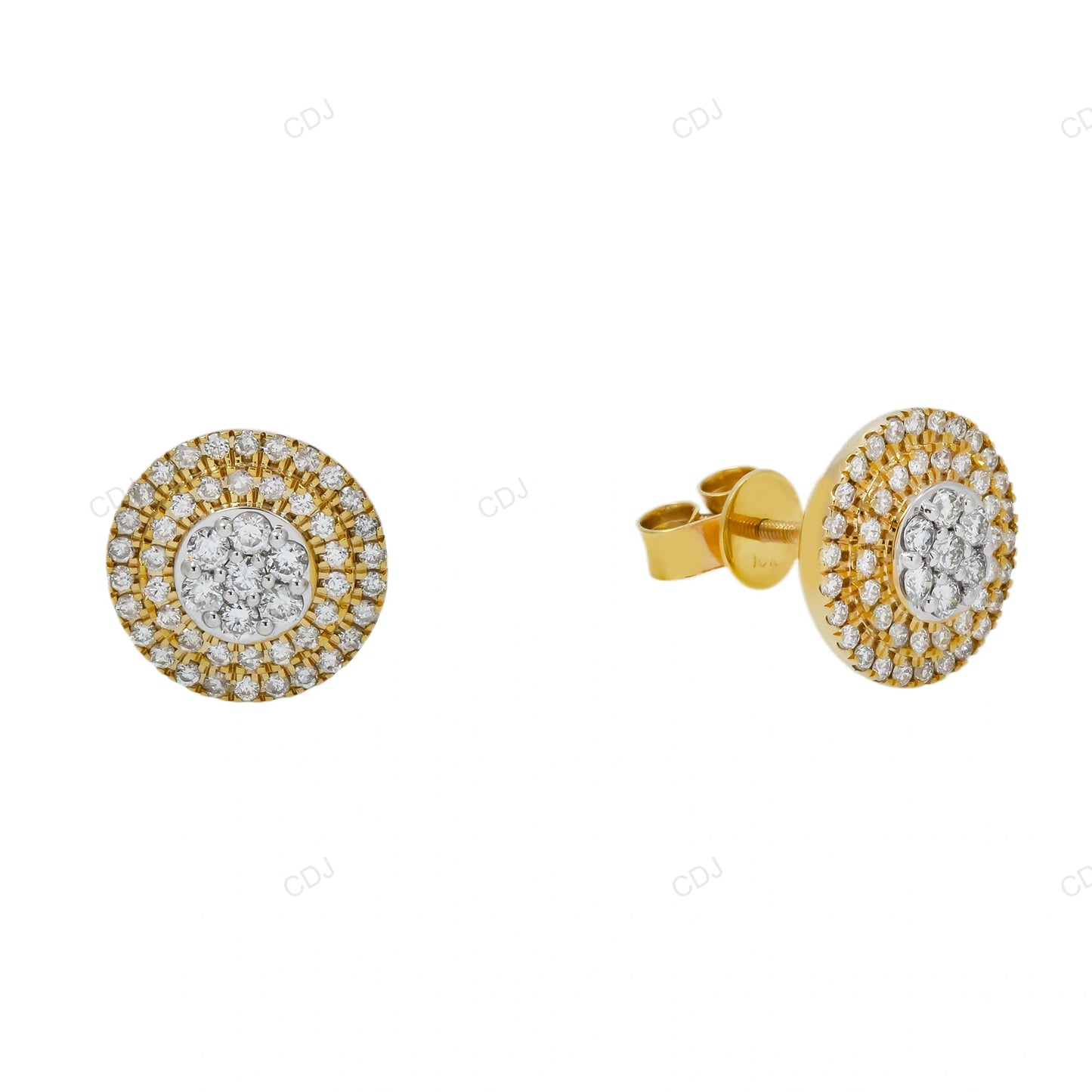 Luxury Lab Grown Diamond Halo Stud Earrings in Gold