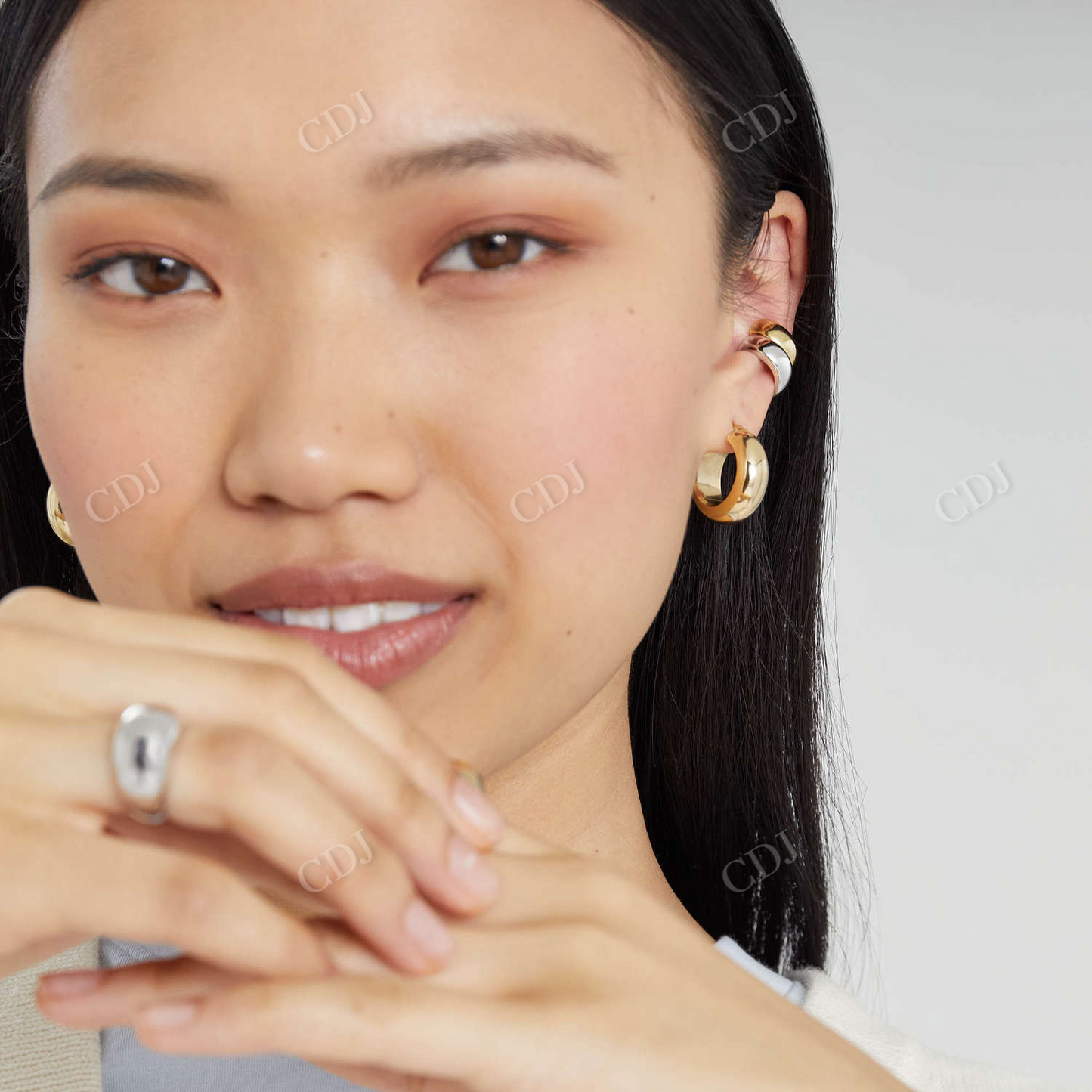 14K Solid Gold Marshmallow Cuff Earrings customdiamjewel