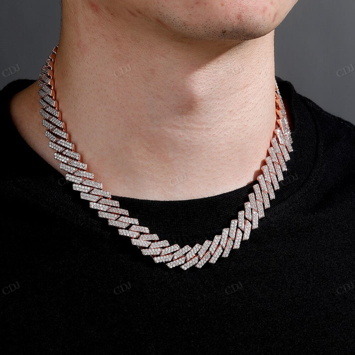 14MM Double Row Diamond Silver Cuban Chain hip hop jewelry CustomDiamJewel