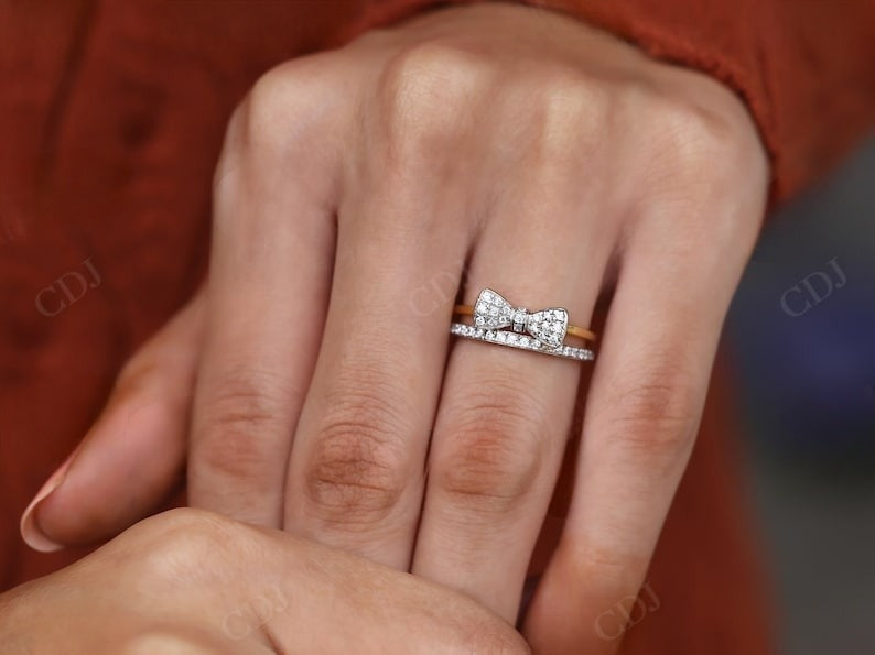 Unique Bow Style 0.35CTW Lab Grown Diamond Wedding Band customdiamjewel