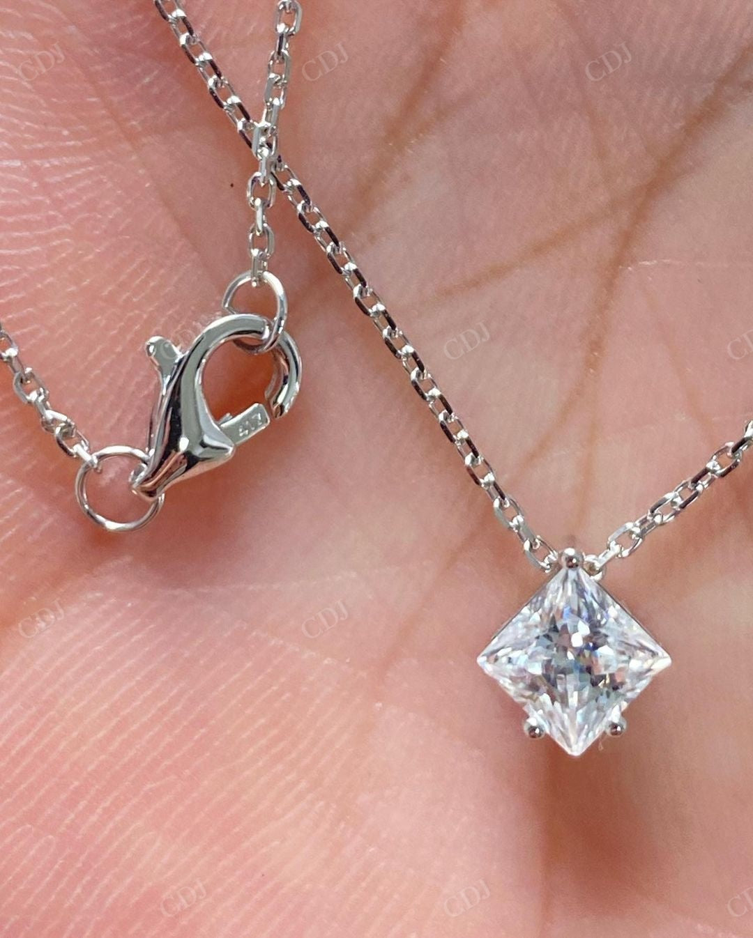 Princess Cut Lab Grown Diamond Dainty Pendant