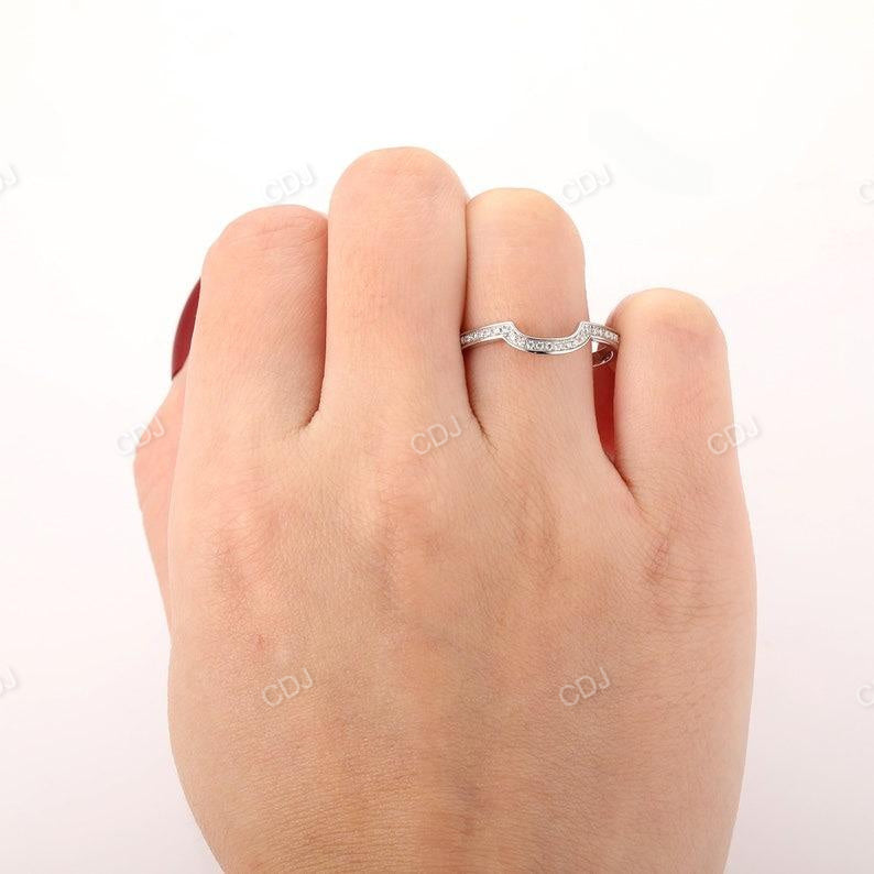 0.20CTW 14K White Gold Curved Lab Grown Diamond Wedding Ring customdiamjewel