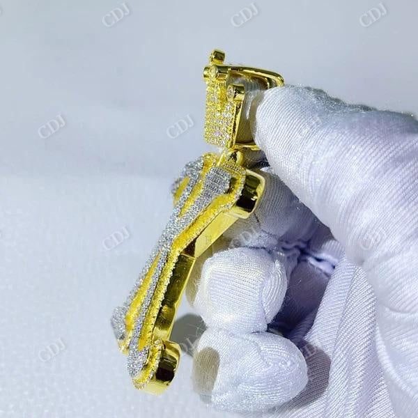 Yellow Gold Tow Tone Crown Bail Custom Initial Pendant customdiamjewel