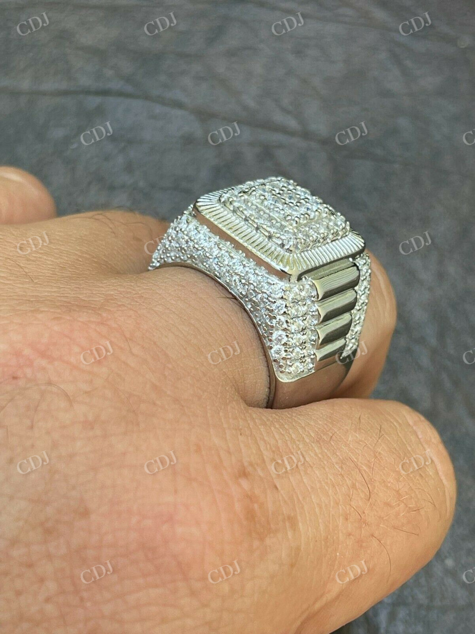 Men's Iced Out Moissanite Hip Hop Ring customdiamjewel