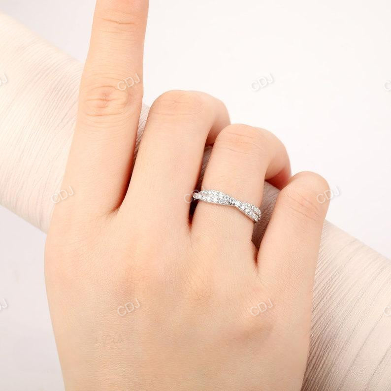 0.72ctw Round Cut Lab Grown Diamond Curved Wedding Band customdiamjewel