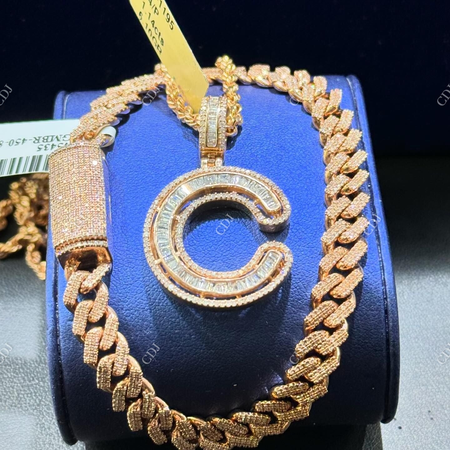 Baguette Dimaond 14K Rose Gold Custom Pendant hip hop jewelry customdiamjewel