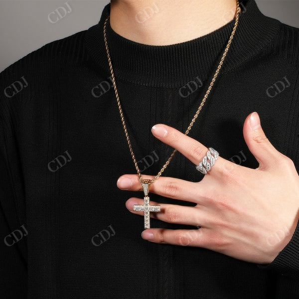 Baguette Diamond Cross Pendant CustomDiamJewel