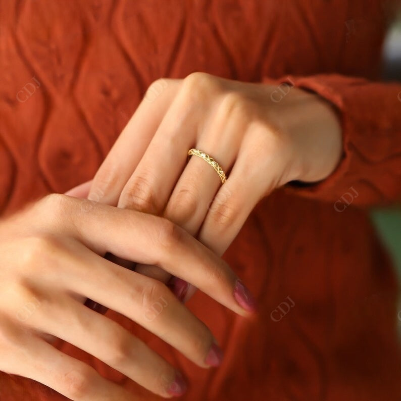 0.035CT Round Cut Natural Diamond Art Deco Wedding Band customdiamjewel