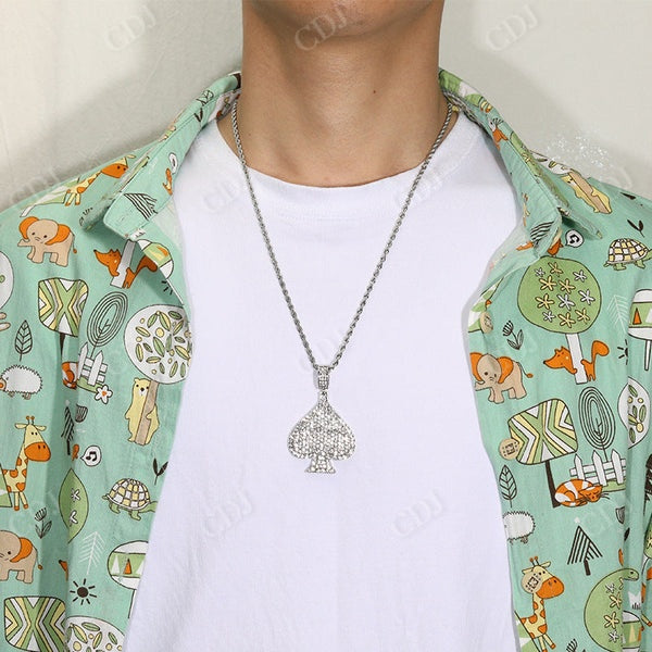 Hip Hop Moissanite Ace Spade Iced Out Pendant CustomDiamJewel