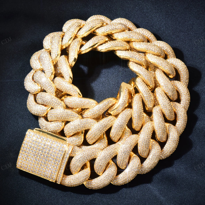 25mm Iced Out Micro Diamonds Silver Cuban Link Chain hip hop jewelry CustomDiamJewel