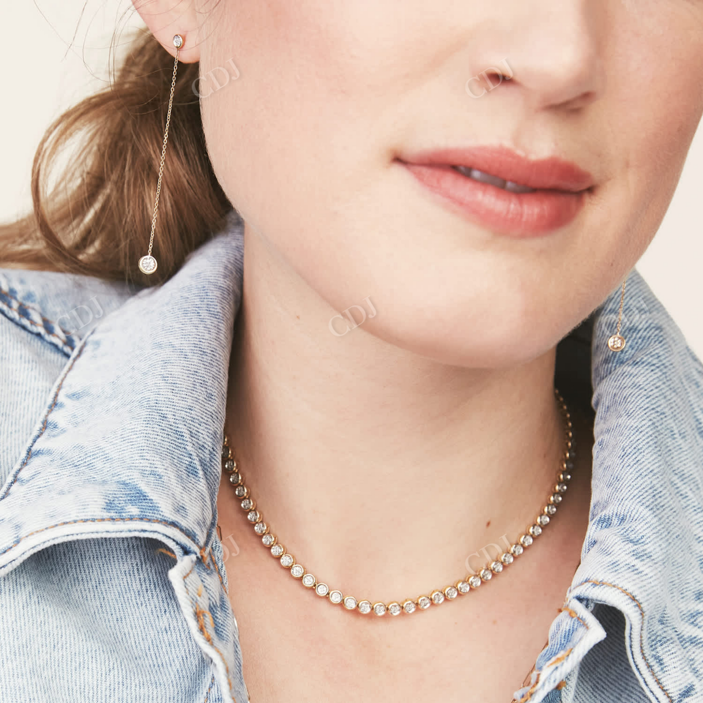 Diamond & White Enamel Round Bezel Chain Drop Earrings customdiamjewel