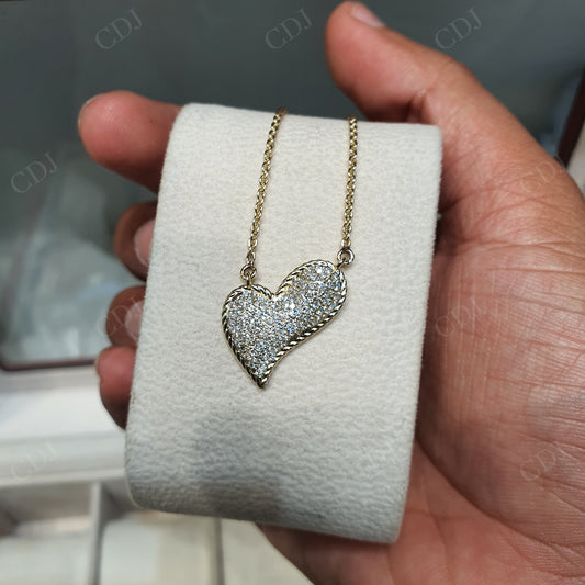 14K Gold Heart Shape CVD Diamond Pendant hip hop jewelry customdiamjewel   