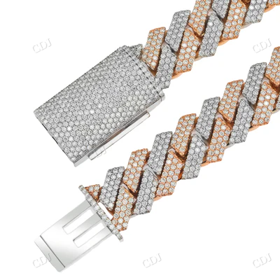 Two Tone Gold Miami Cuban Chain Necklace hip hop jewelry CustomDiamJewel