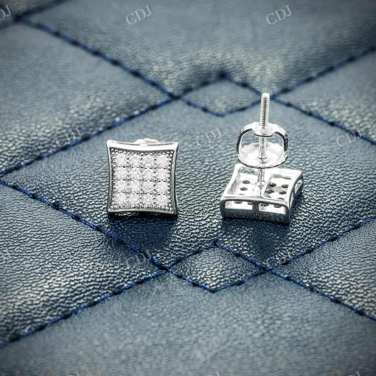 Solid White Gold Square Stud Hip Hop Earring hip hop jewelry customdiamjewel
