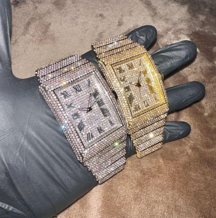 Luxury Handmade Full Iced Out Two Tone Wrist Watch customdiamjewel