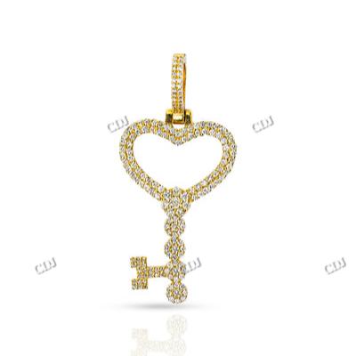 New Arrival Heart Shape Key Solid Gold Iced Out Pendant hip hop jewelry CustomDiamJewel