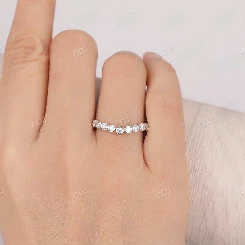 0.34CTW Bezel Set Round Cut Natural Diamond Curved Anniversary Band customdiamjewel