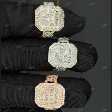 925 Sterling Silver Colorless Baguette Diamond Ring hip hop jewelry customdiamjewel