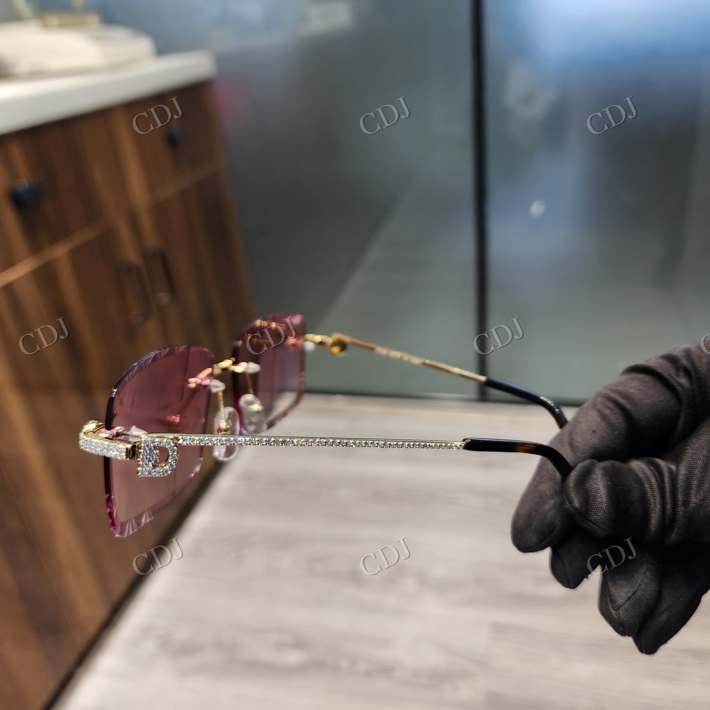Pink Shades Moissanite Sunglasses hip hop jewelry CustomDiamJewel