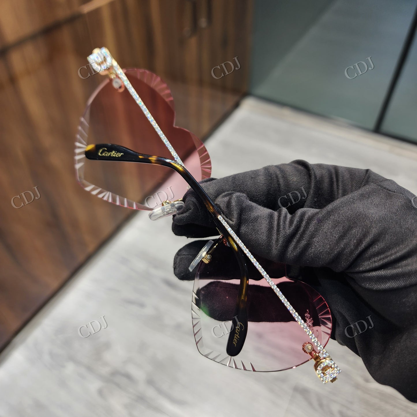 Customized Pink Heart Shape Womens Sunglasses hip hop jewelry CustomDiamJewel