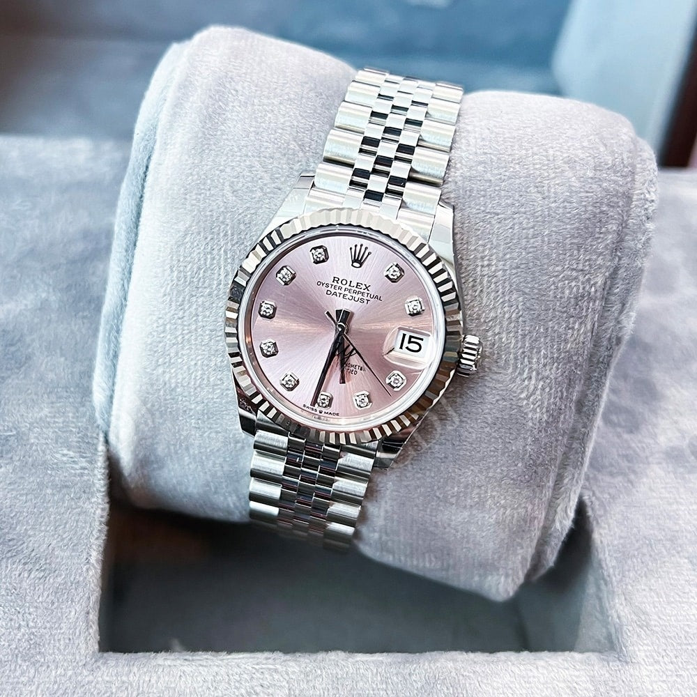 At Best Price Pink Dial Stainless Steel Rolex Watch customdiamjewel