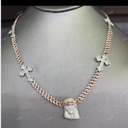 Rose And White Gold Two Tone Christ Jesus Chain hip hop jewelry customdiamjewel