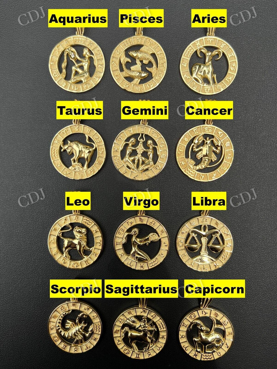 Solid Gold Plain Zodiac Astrology Sign Pendant customdiamjewel