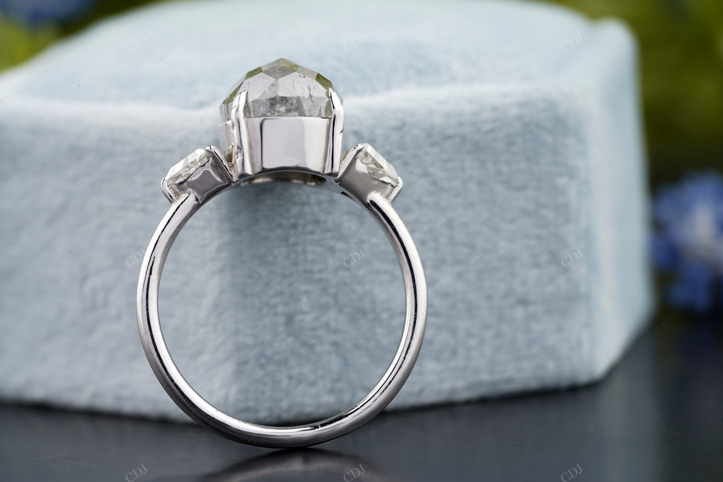 Round Salt and Pepper Moissanite Ring