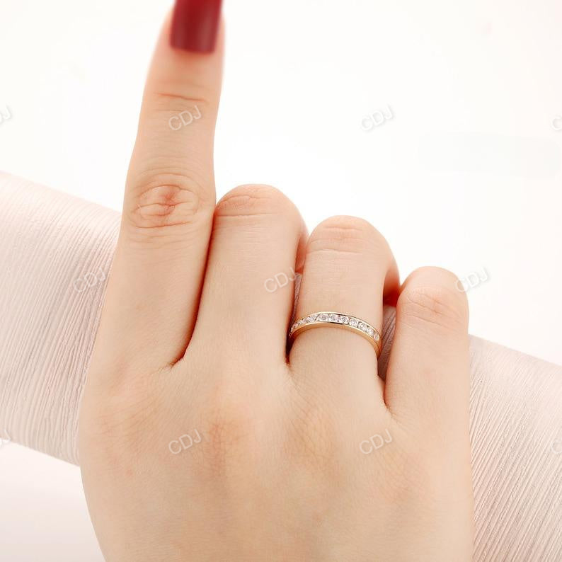 0.30CTW Earth mine Round Diamond Channel Set Half Eternity Wedding Band customdiamjewel