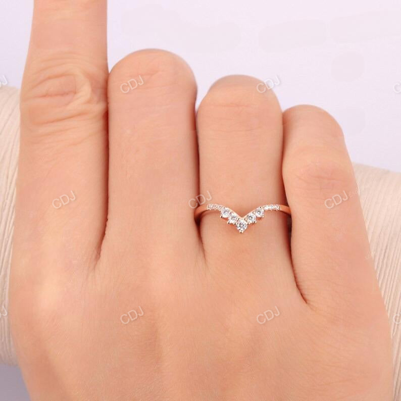 0.15ctw Lab Grown Diamond Rose Gold V Shape Wedding Band customdiamjewel