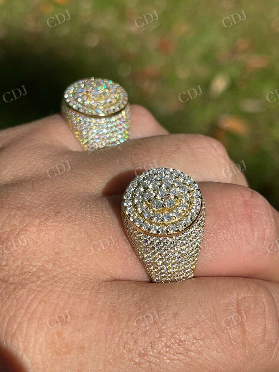 Round Cut Diamond Yellow Gold Hip Hop Ring customdiamjewel