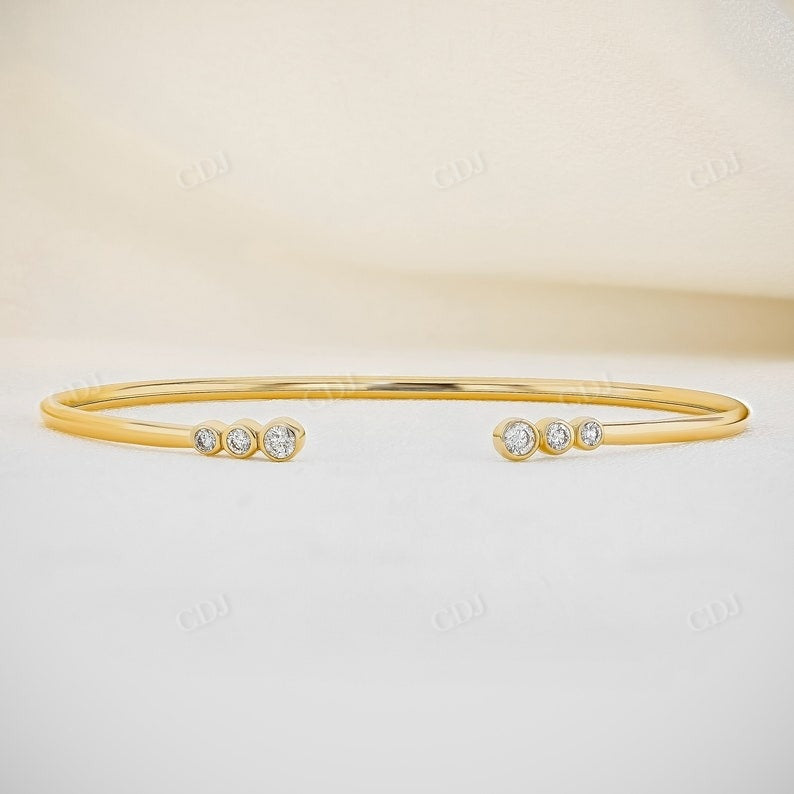 0.30CTW Open Cuff Bezel Set Lab Grown Diamond Bracelet customdiamjewel
