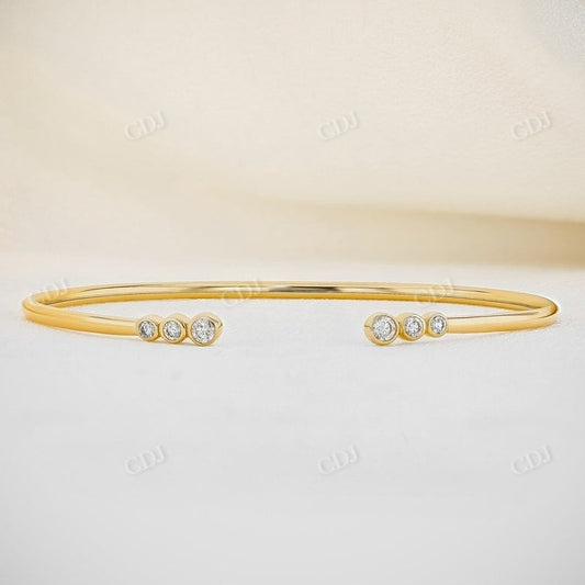 0.30CTW Open Cuff Bezel Set Lab Grown Diamond Bracelet  customdiamjewel 10KT Solid Gold Yellow Gold VVS-EF