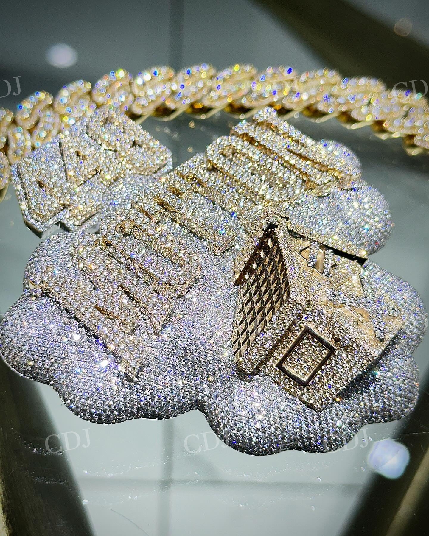 Fully Iced Out Hip Hop Two Tone Diamond Pendant hip hop jewelry customdiamjewel