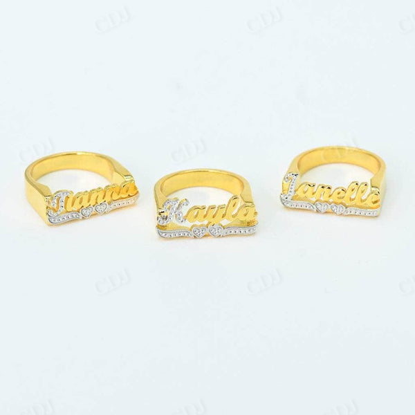 Classic Script Name Two Tone Diamond Hip Hop Ring customdiamjewel