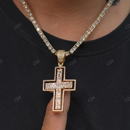 Unique Style Rose Gold Plated Cross Pendant hip hop jewelry CustomDiamJewel