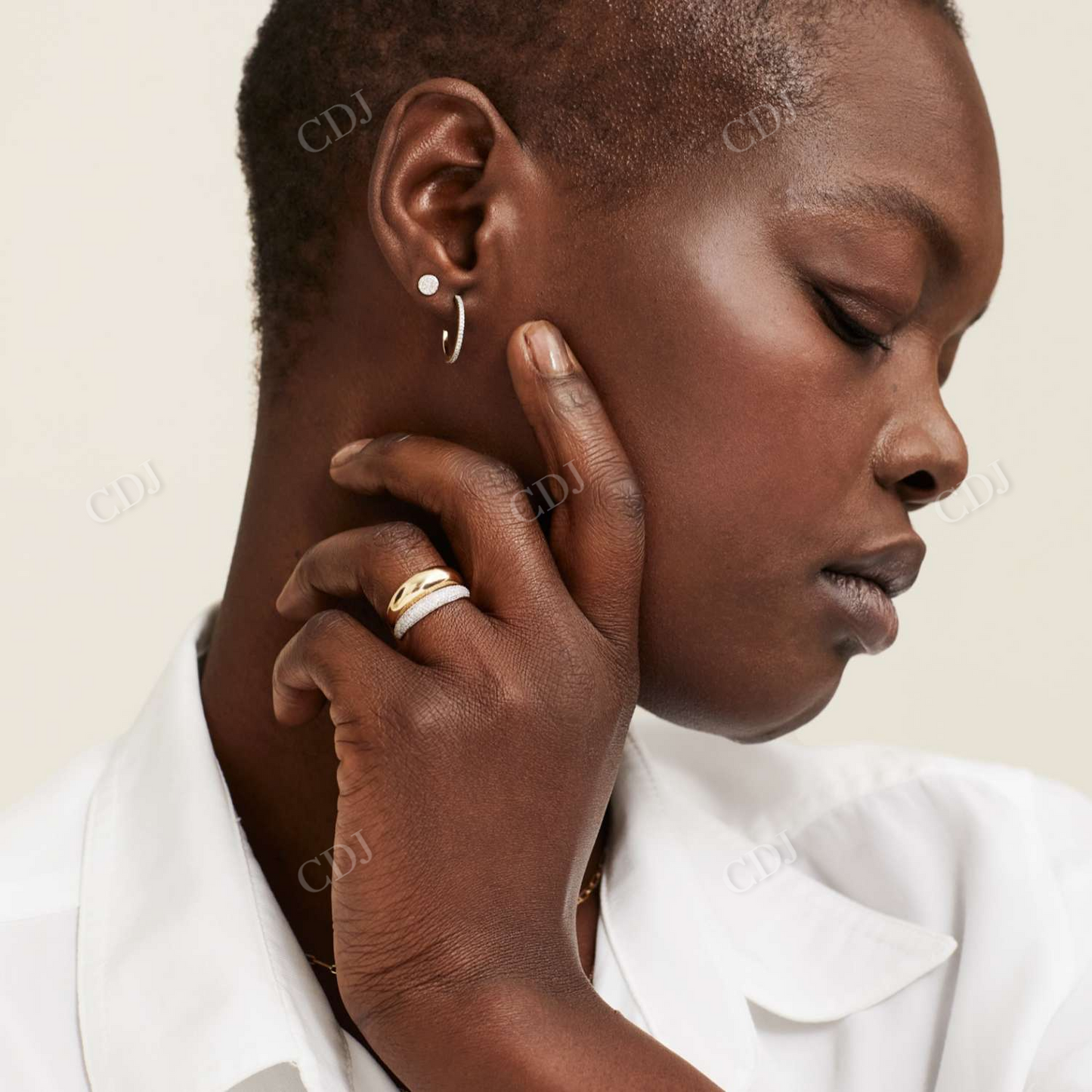 Creation Pave Diamond Circle Stud Earrings in 14k Gold customdiamjewel