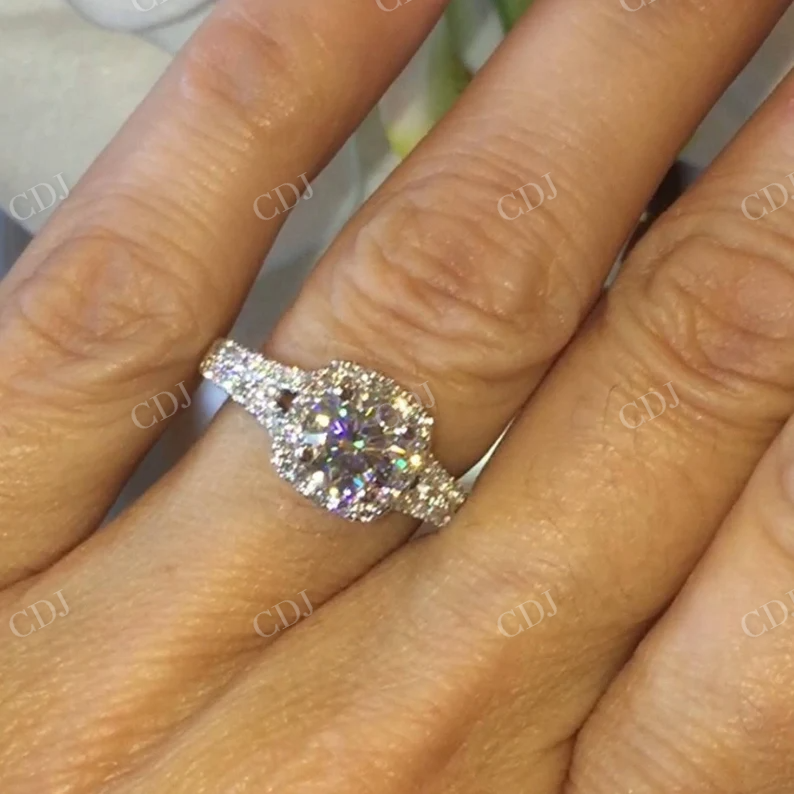 Round Cut Moissanite Eternity Engagement Ring customdiamjewel