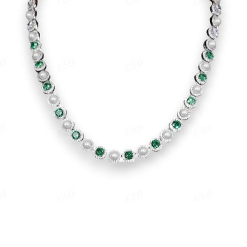 Fully Iced Out Pearl With Lab Diamond Set Halo Necklace For Men hip hop jewelry CustomDiamJewel