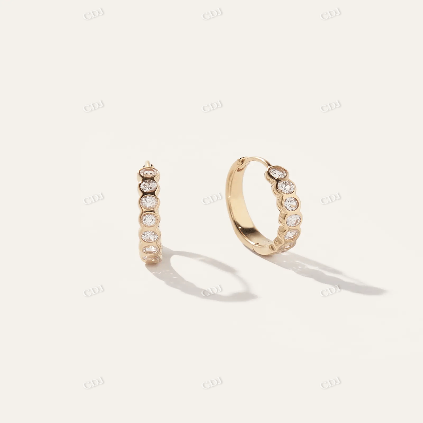 Moissanite Diamond Bezel Hoop Earrings customdiamjewel
