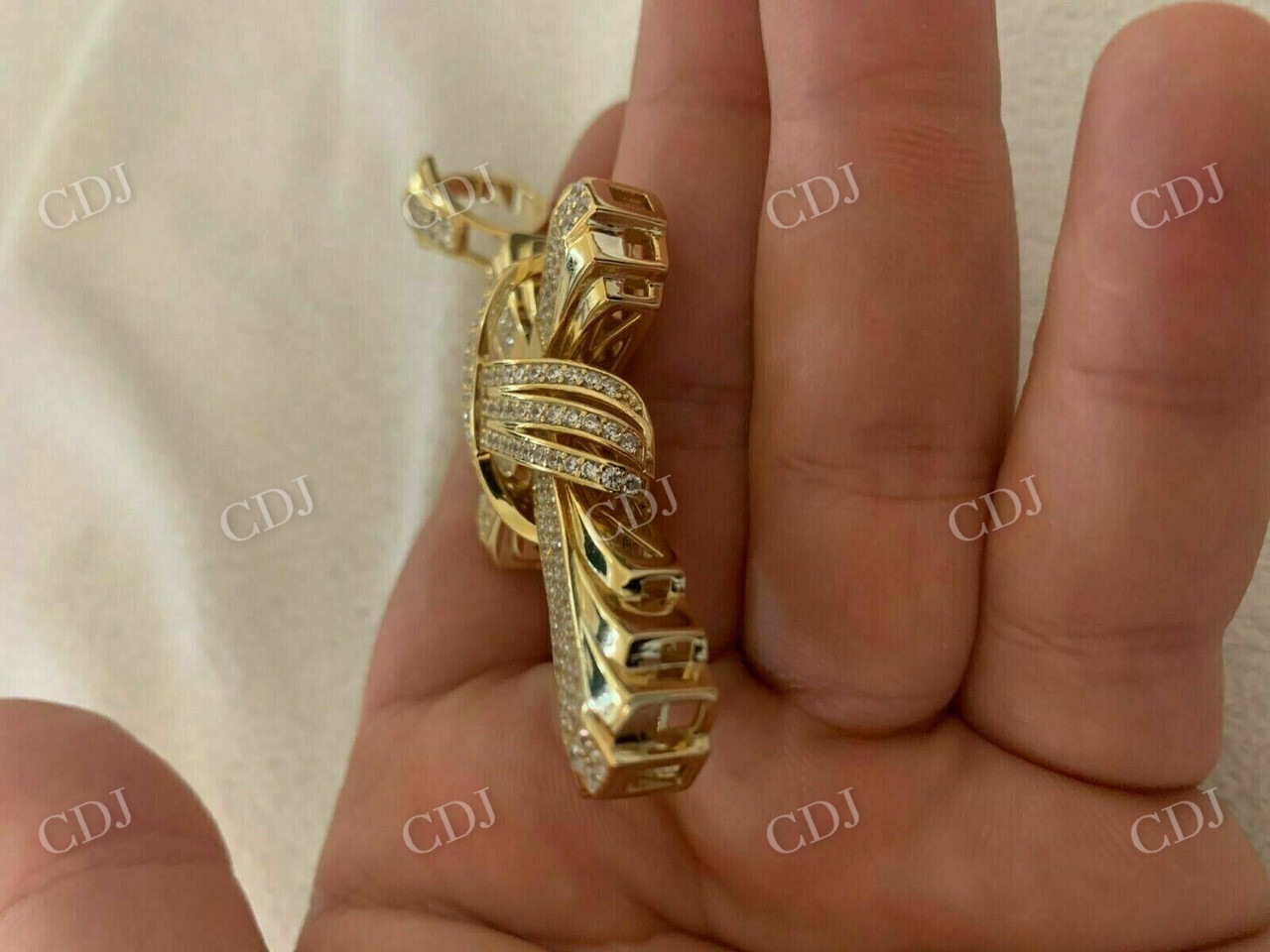 Solid Gold Diamond Men's Large Cross Pendant customdiamjewel