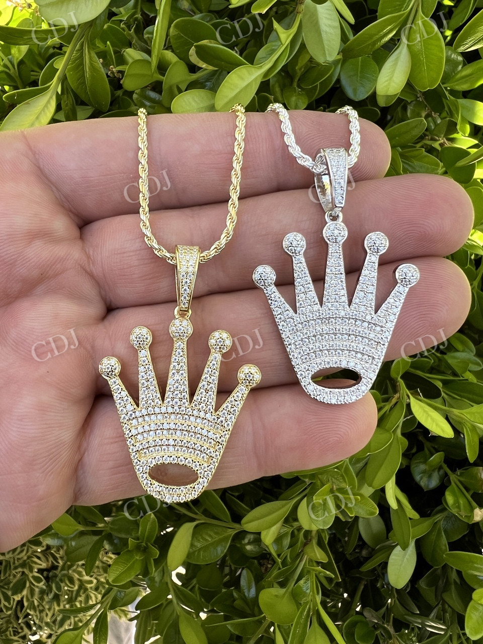 Round Diamond Solid Gold Crown Hiphop Pendant customdiamjewel
