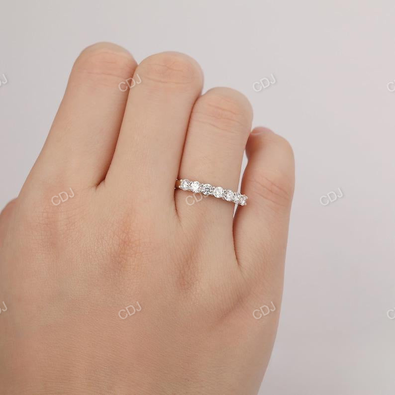 0.70CTW 7 Stone Round Cut Real Diamond Two Tone Wedding Band customdiamjewel