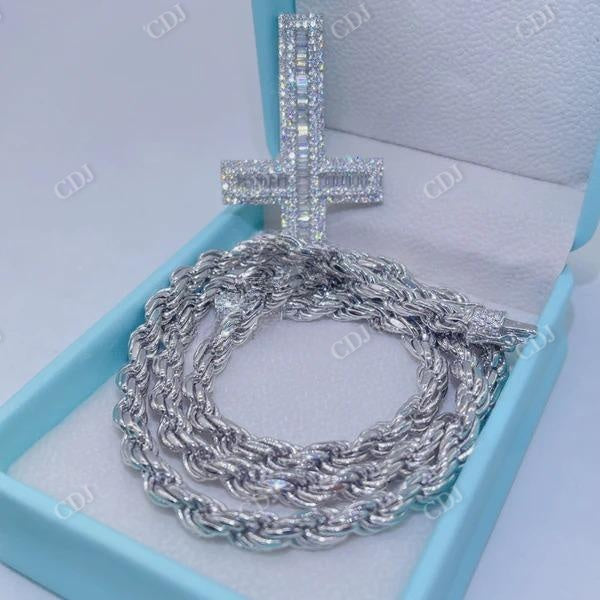 Baguette Cut Diamond Cross Charm Pendant customdiamjewel