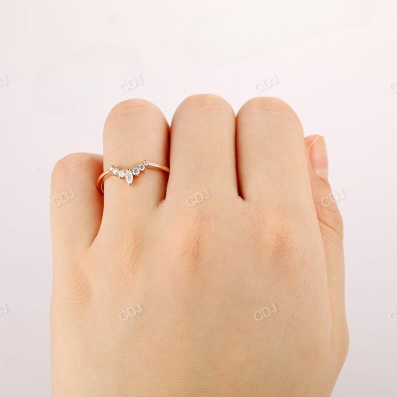 Delicate Cluster Lab Grown Diamond Chevron Wedding Band customdiamjewel